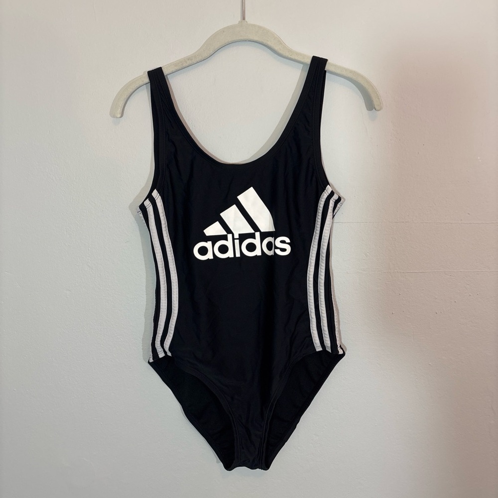 Adidas Black and White One-Piece Swimsuit